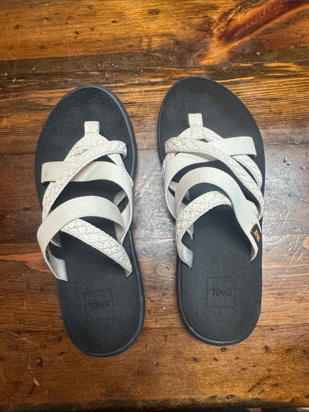 Teva Women's Multi-Strap Slide Sandals in Light Gray and Black